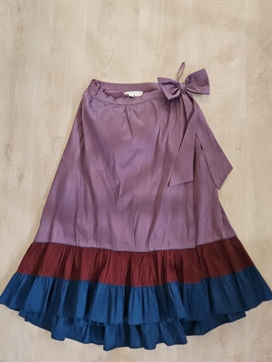 Anthropologie Dresses & Skirts - Purple Tiered Bow-Waist Skirt with Blue and Maroon Ruffle Trim|| Size 8
